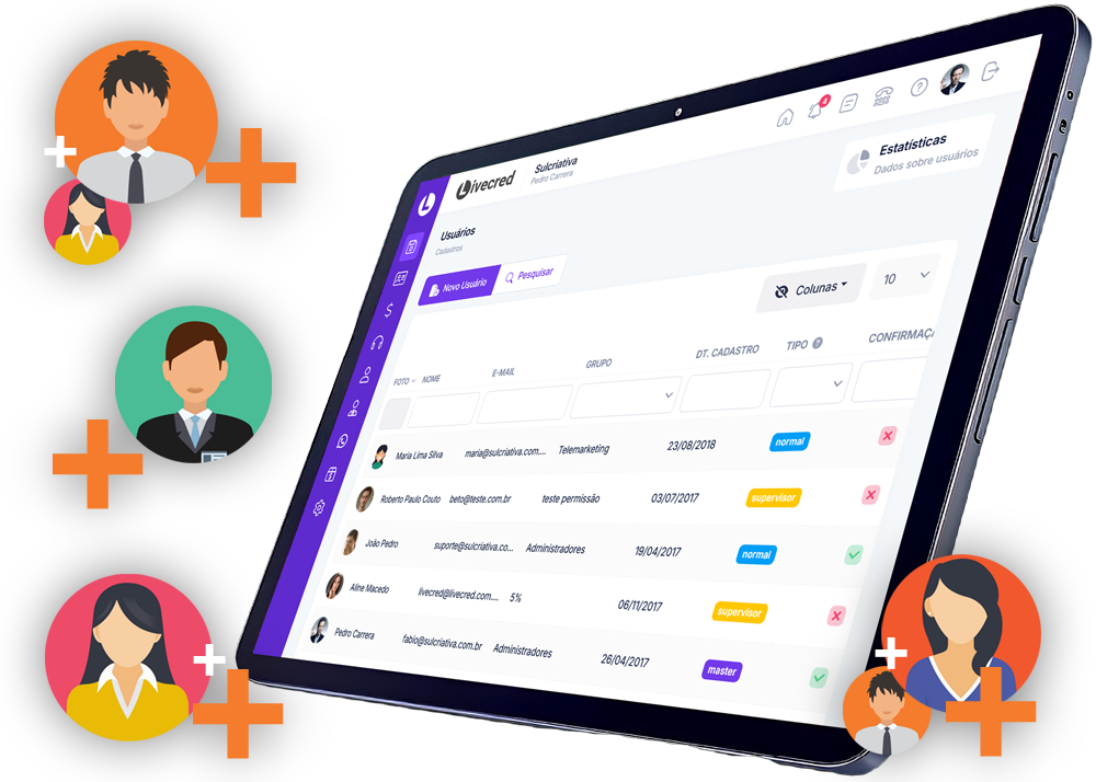 Usuários Ilimitados
e Módulo de Vendas